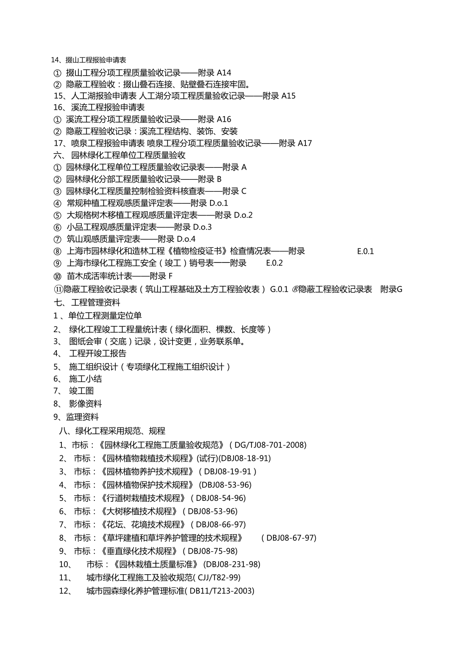园林绿化工程施工资料